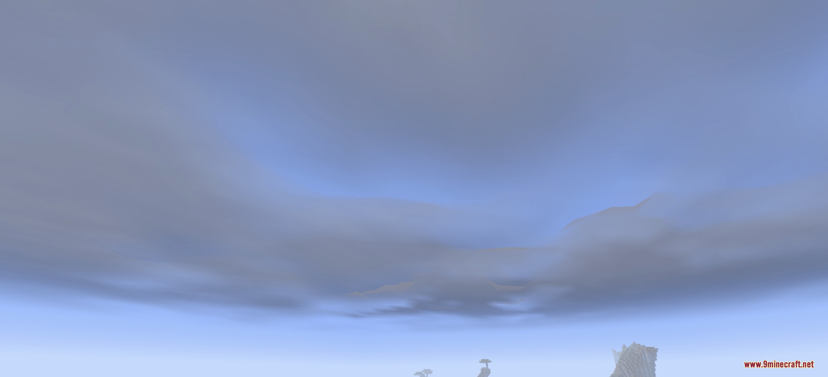 Aeronautics Winds & Weather Mod Screenshot 4 Realistic clouds and weather systems filling the blue sky in Minecraft