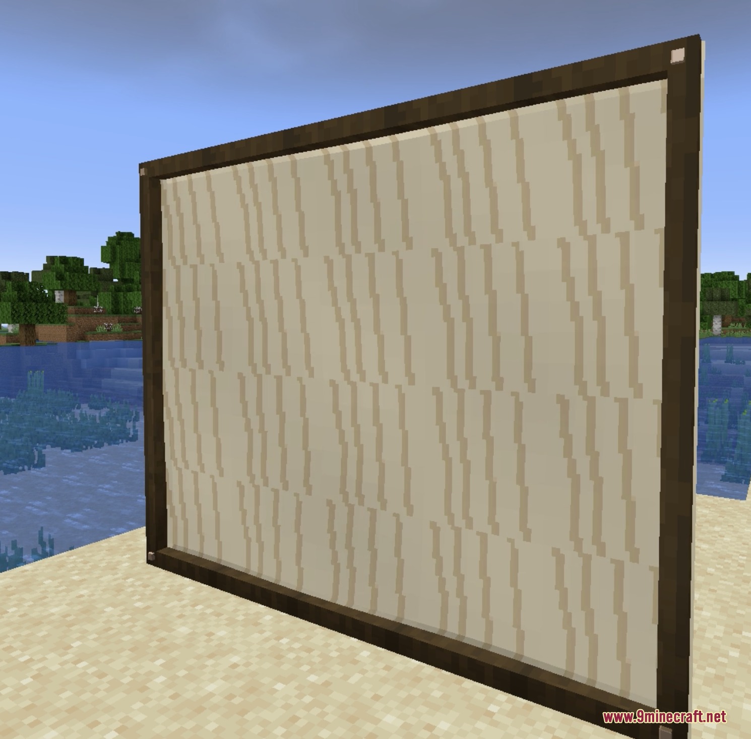 Aeronautics Winds & Weather Mod Screenshot 7 A large white cloth sail attached to a wooden frame in Minecraft