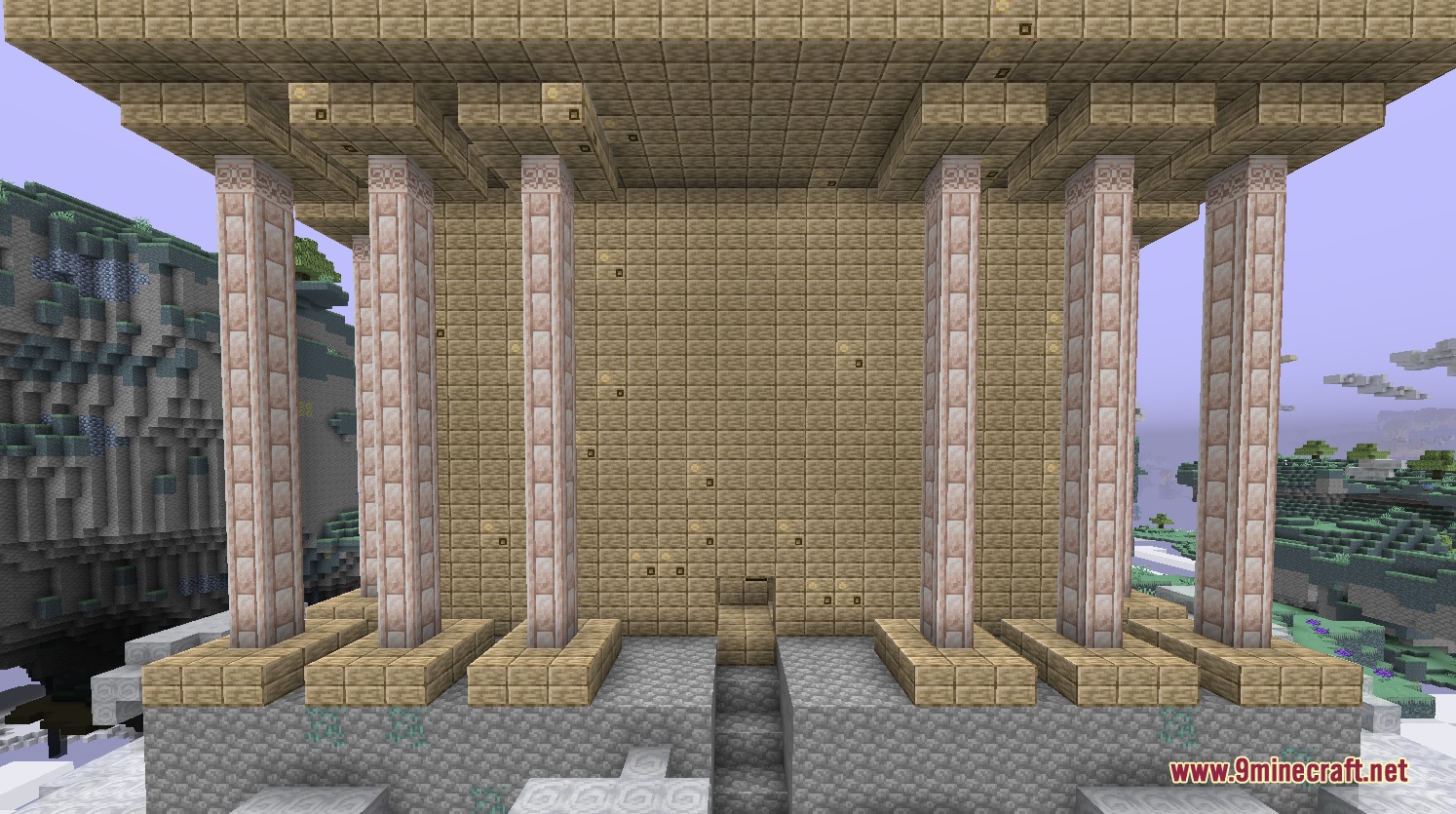 Aether Regenerated Resource Pack Screenshot 2 A grand temple structure with tall pillars built on a stone platform