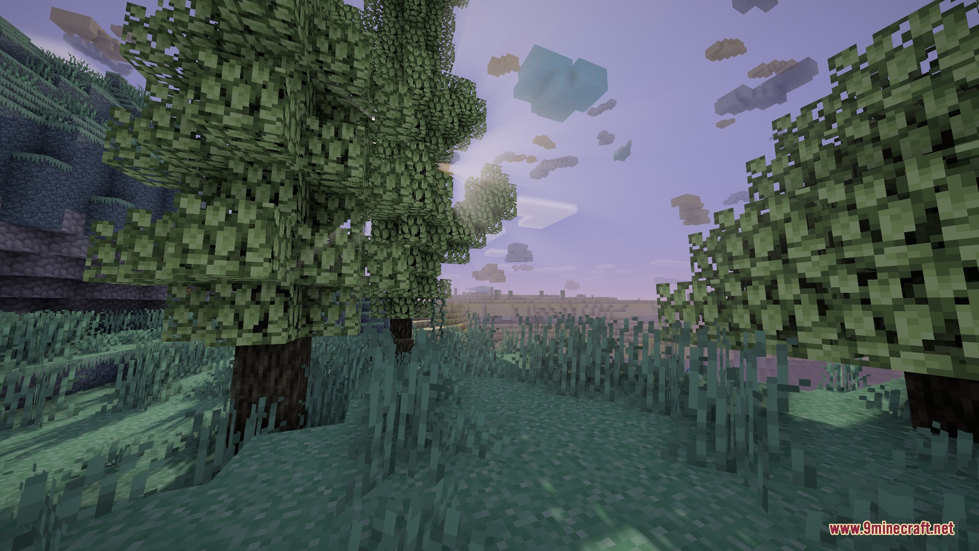 Aether Regenerated Resource Pack Screenshot 8 Sunlight filtering through the leaves of trees in a floating sky dimension