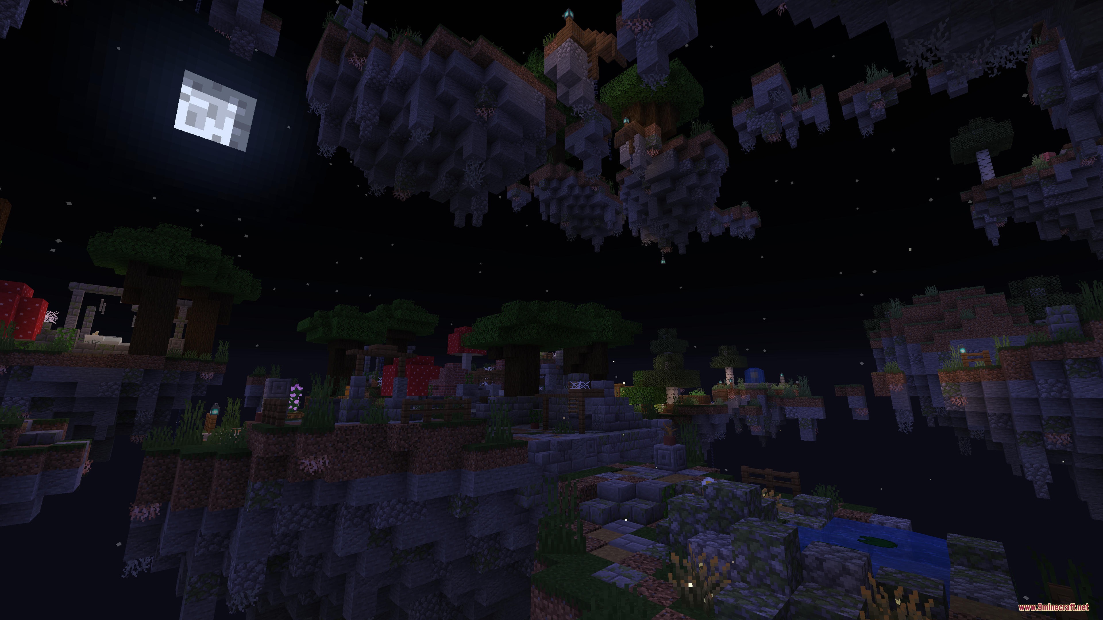 Aetheric Echoes Orbiting Mod adds floating islands with ruins under the night sky