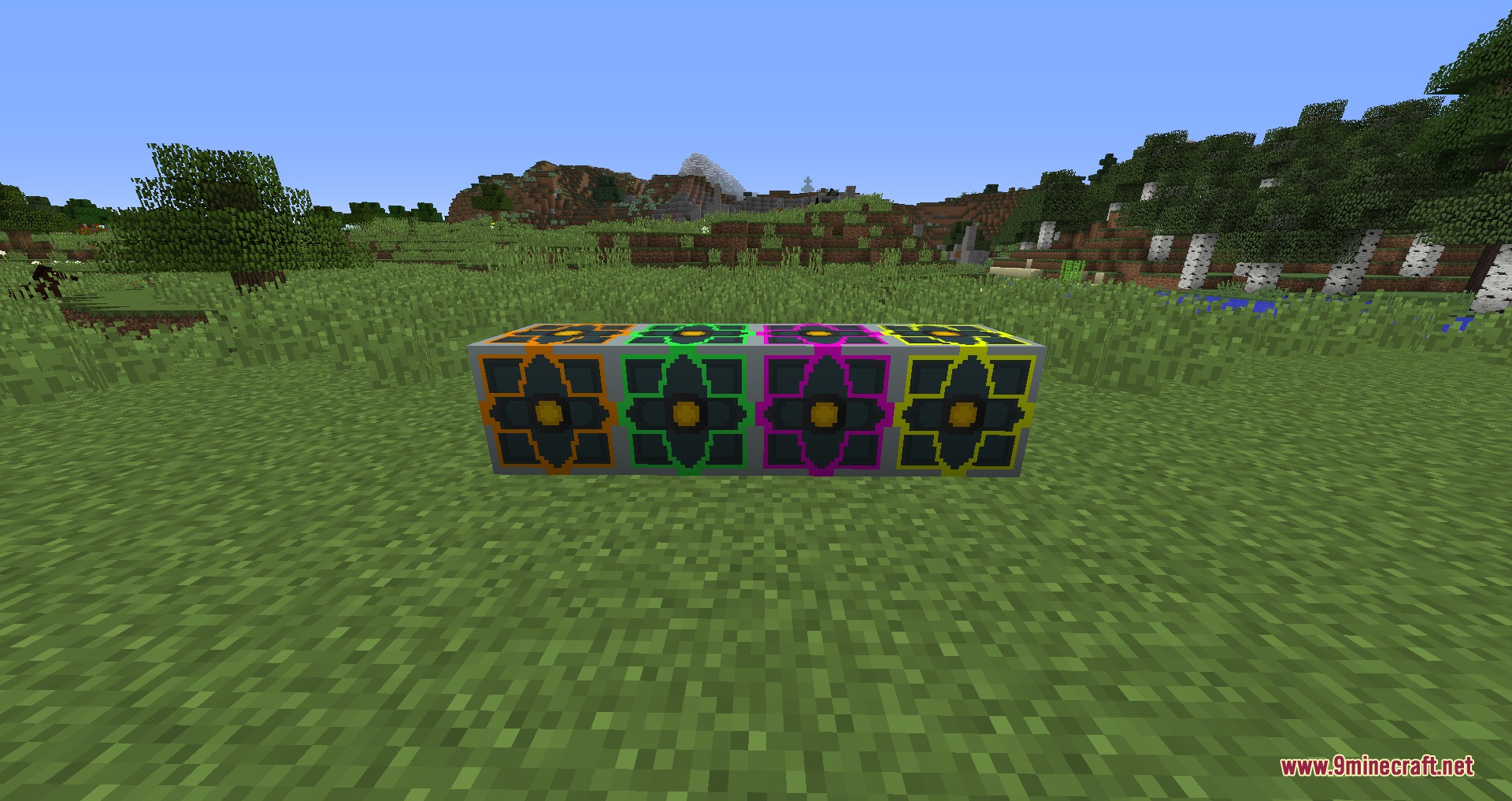 Aetheric Power Grid Mod Screenshot 2 Four colorful wireless power machines from the Aetheric Power Grid mod
