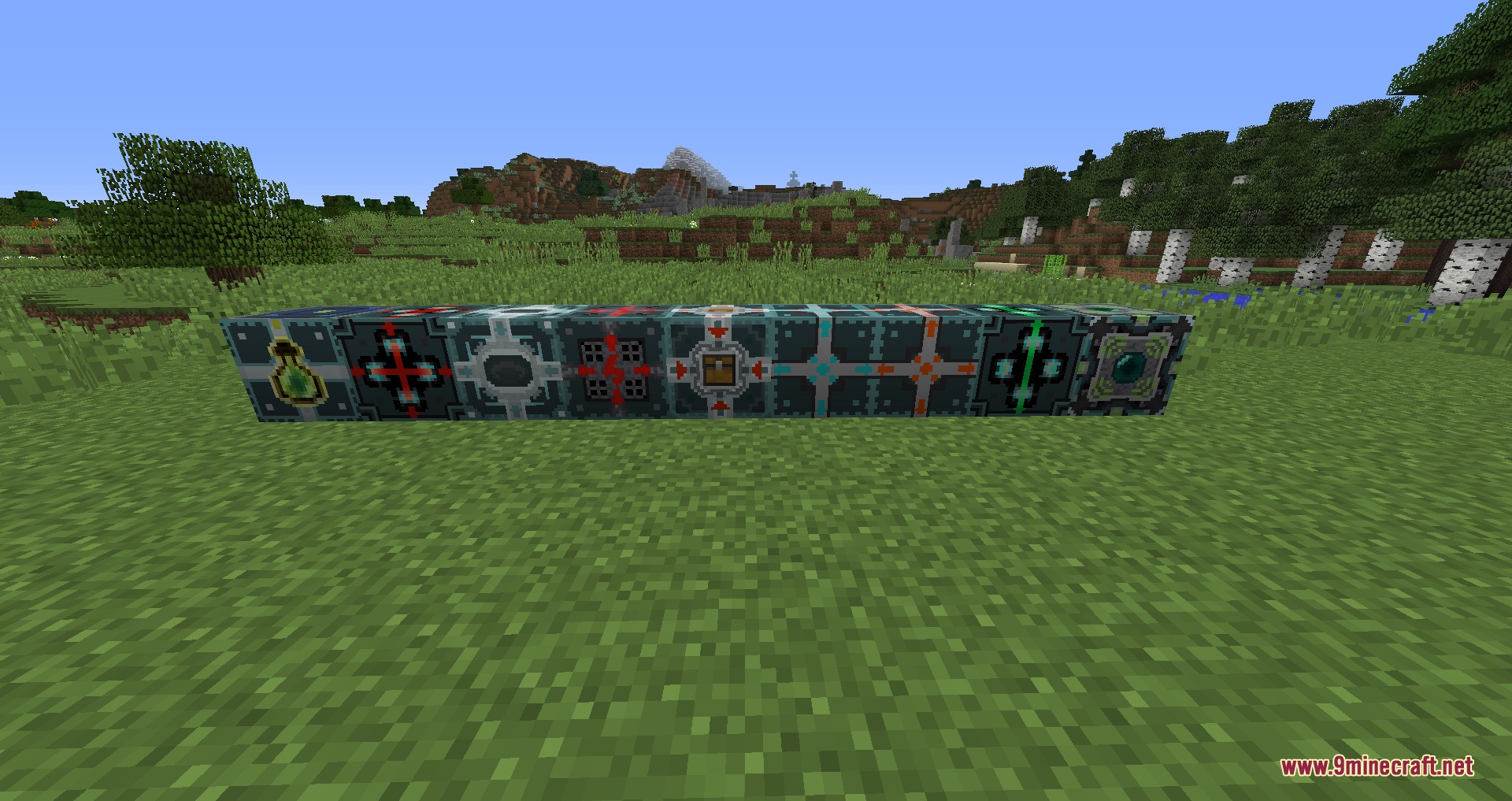 Aetheric Power Grid Mod Screenshot 3 Various functional blocks from the Aetheric Power Grid mod placed in a row