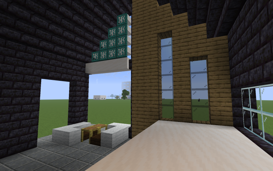 Airy Summer House Schematic Screenshots 2 Interior of a modern house with high ceilings and large glass windows