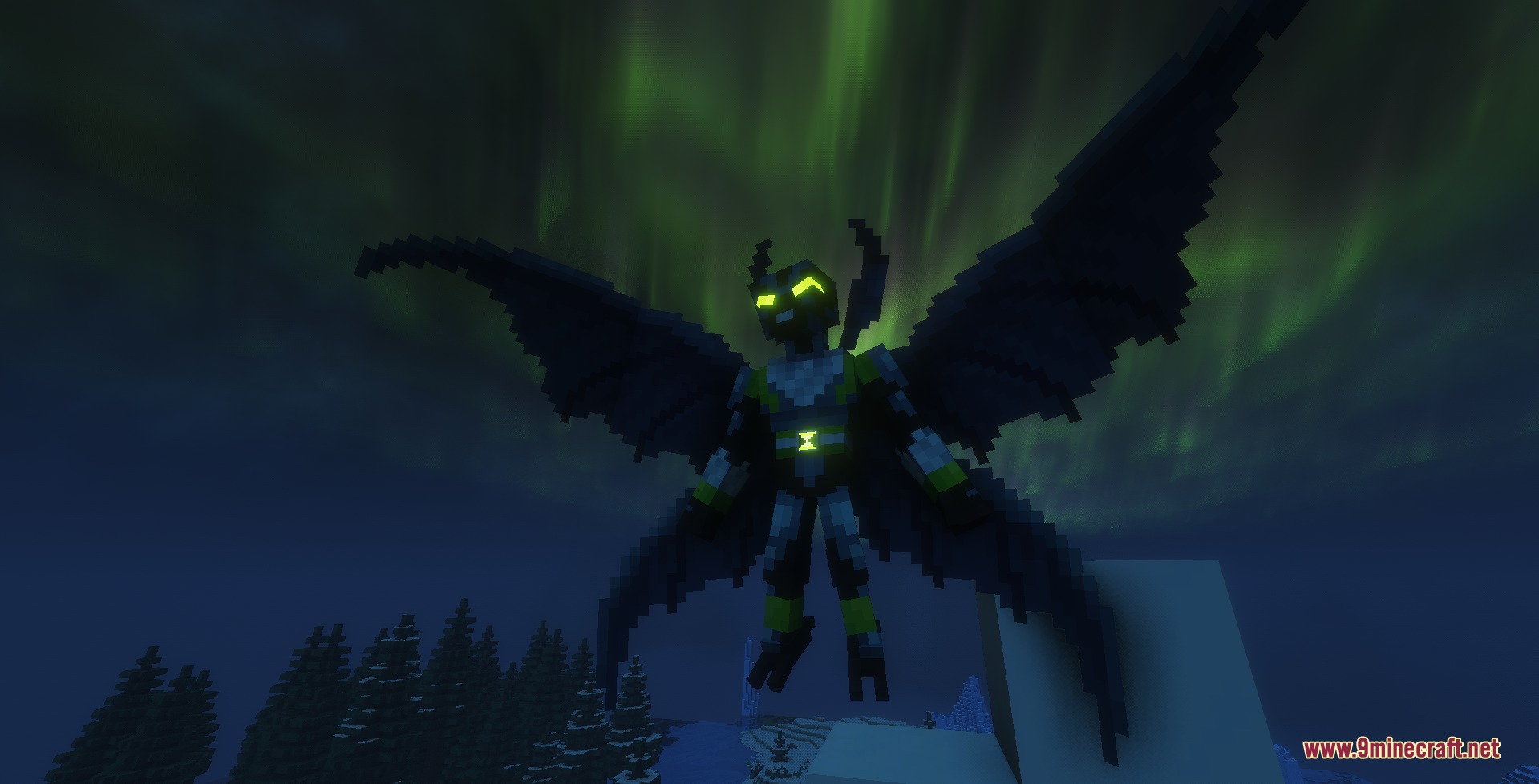 Aliens Reworked Mod Screenshot 3 Big Chill from Aliens Reworked Mod flying with spread wings under aurora