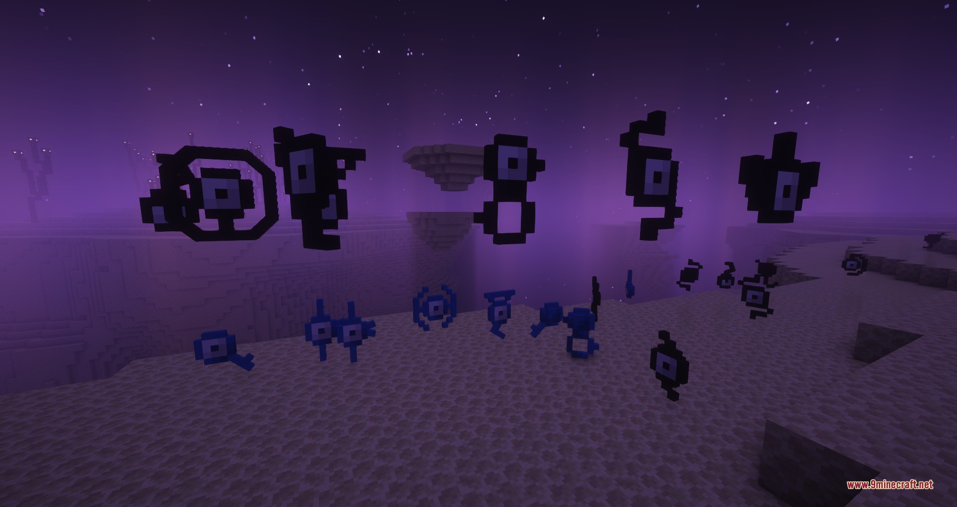Alphabet Soup Data Pack Screenshot 2 Various letter shaped Unown Pokemon floating together in the purple End dimension