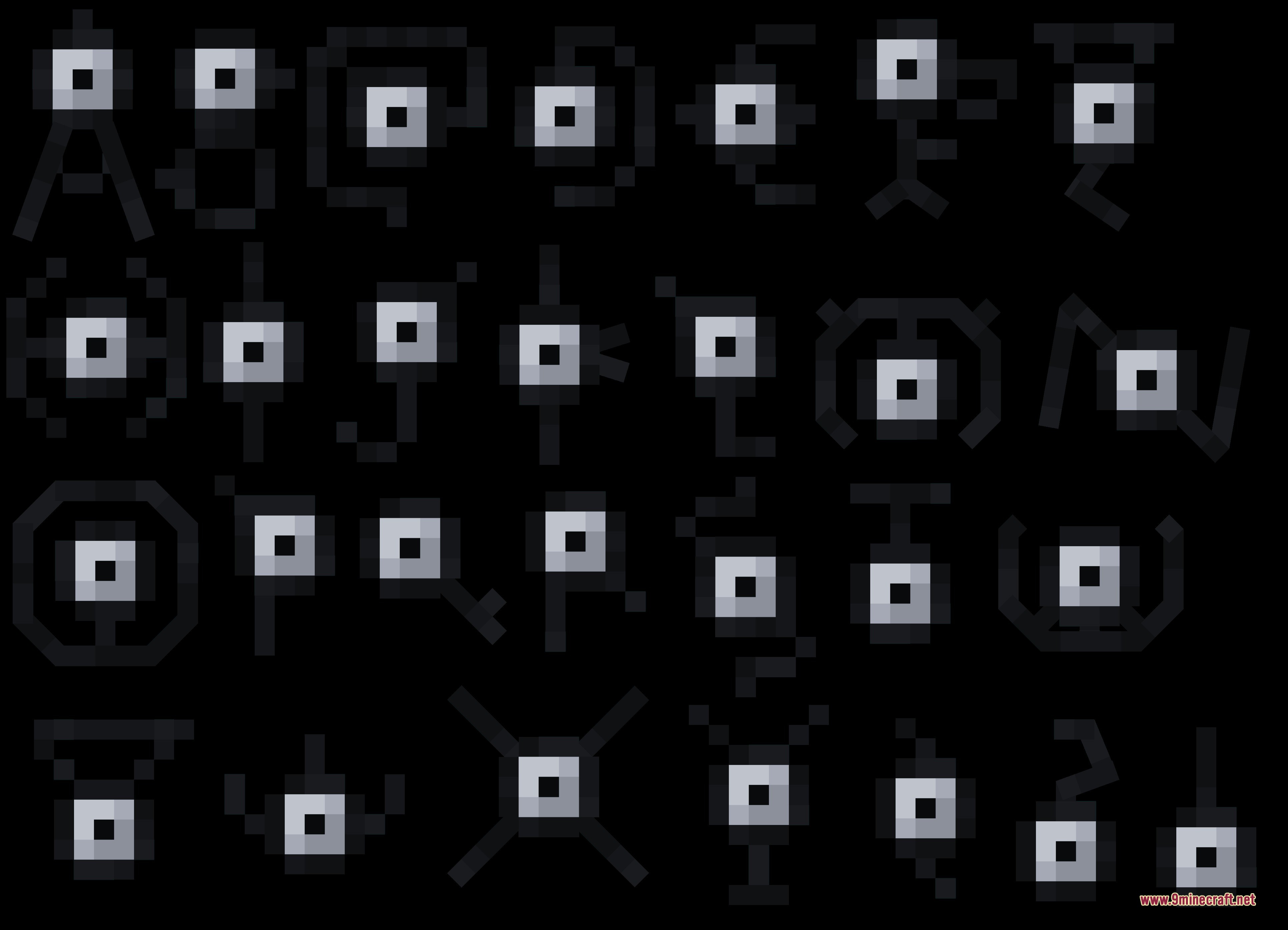 Alphabet Soup Data Pack Screenshot 3 A collection of Unown Pokemon variations shaped like letters of the alphabet