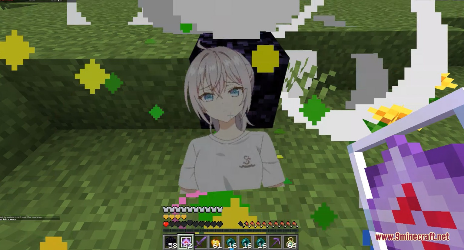 Alya Pack Resource Pack Screenshot 1 Anime character art appears on screen during a custom Totem of Undying animation