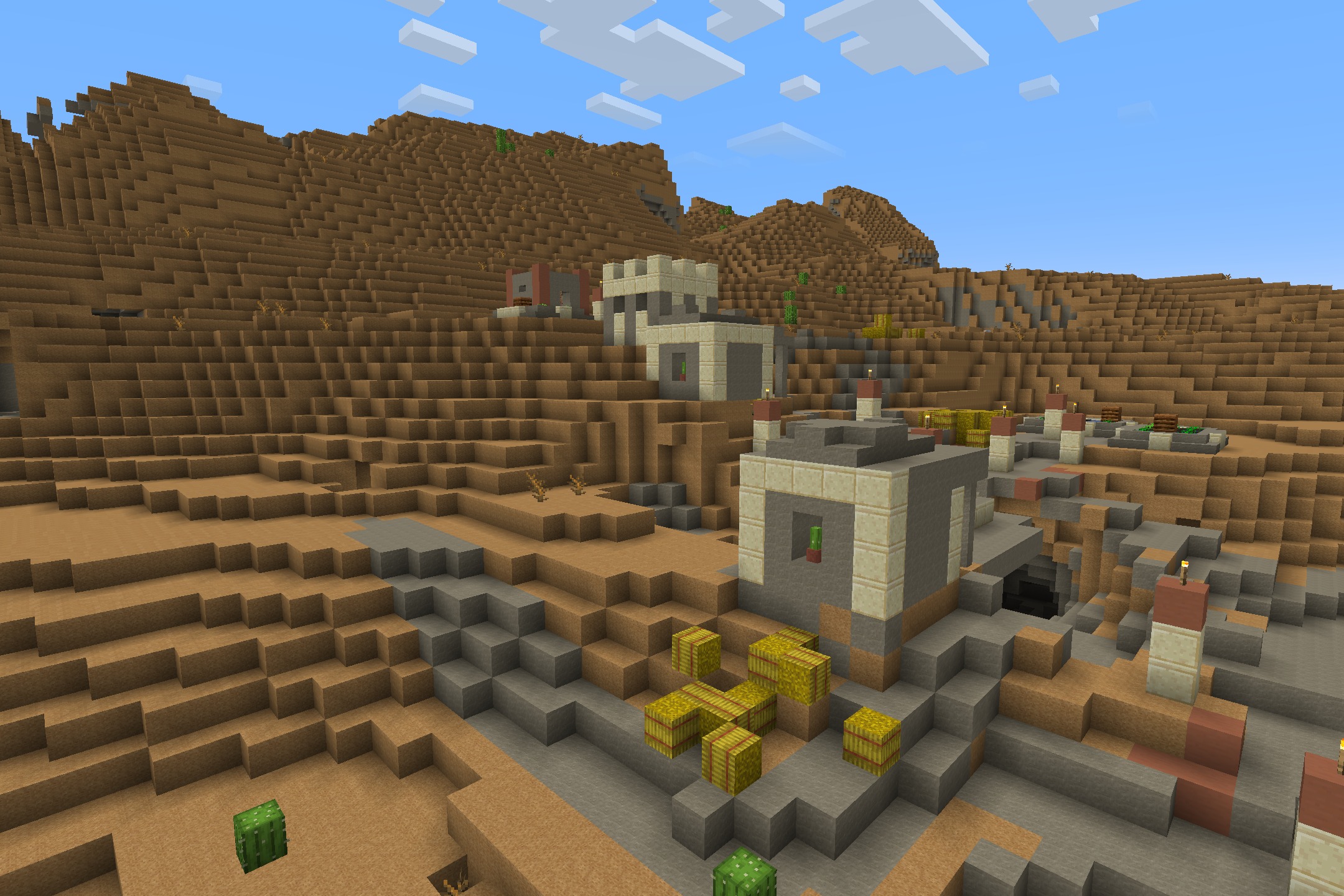AmstellHD ZOMBIE Apocalypse Resource Pack Screenshot 5 A ruined desert village with dark textures and scattered hay bales