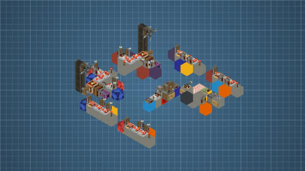 Analog Flight Computer Schematic Screenshots 1 Isometric schematic view of mechanical components on a blue grid background