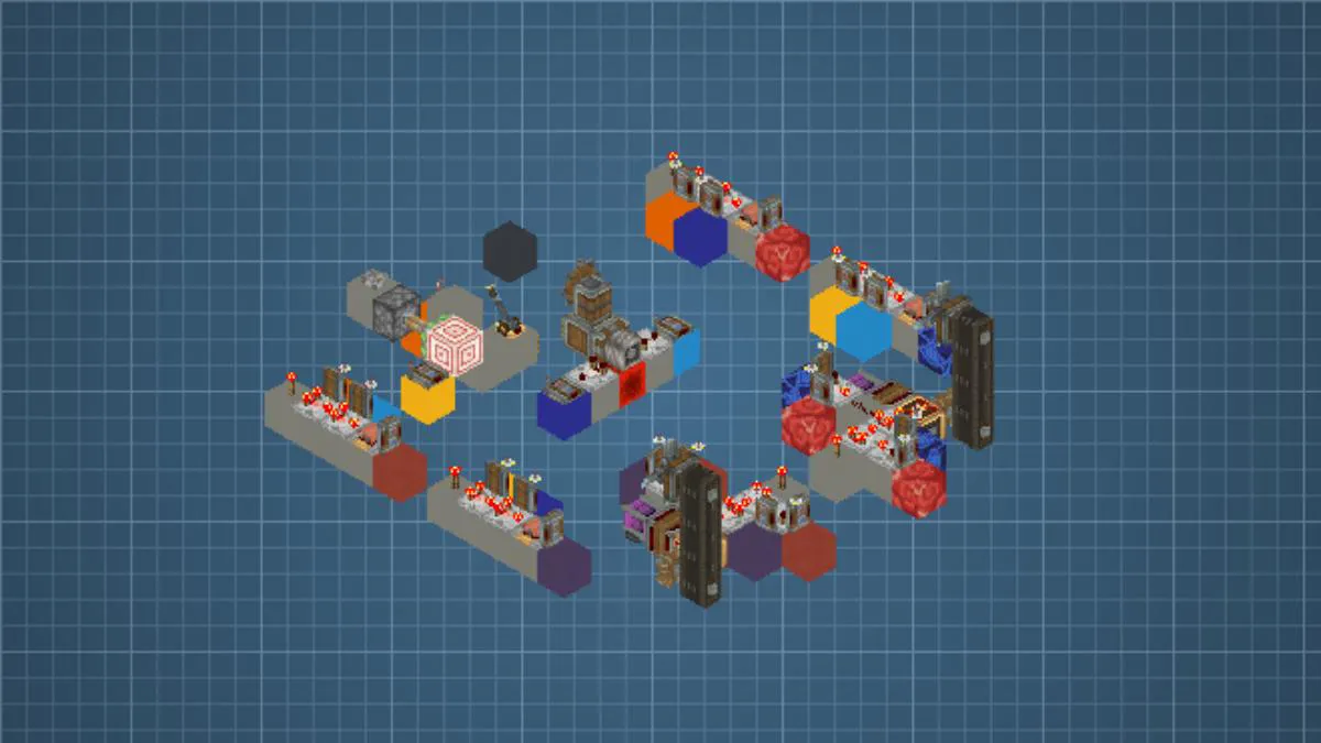 Analog Flight Computer Schematic Screenshots 3 Alternative angle of the modular Redstone circuit for controlling airship flight