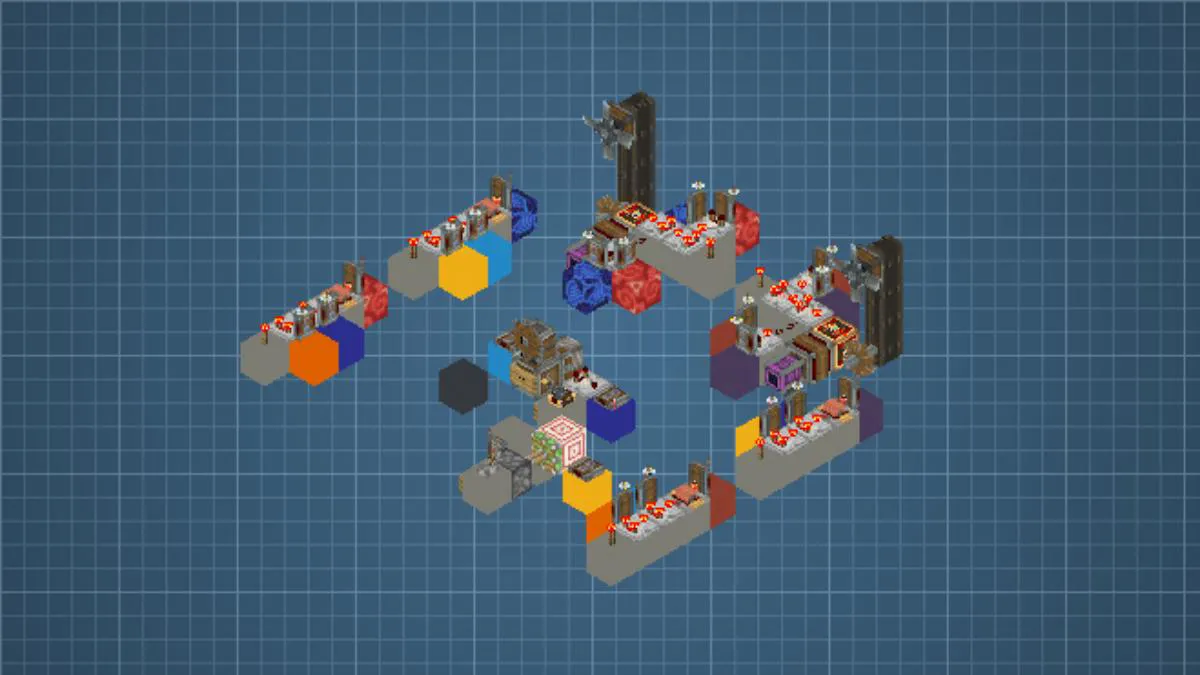 Analog Flight Computer Schematic Screenshots 4 Redstone components and colored blocks forming an analog flight computer system