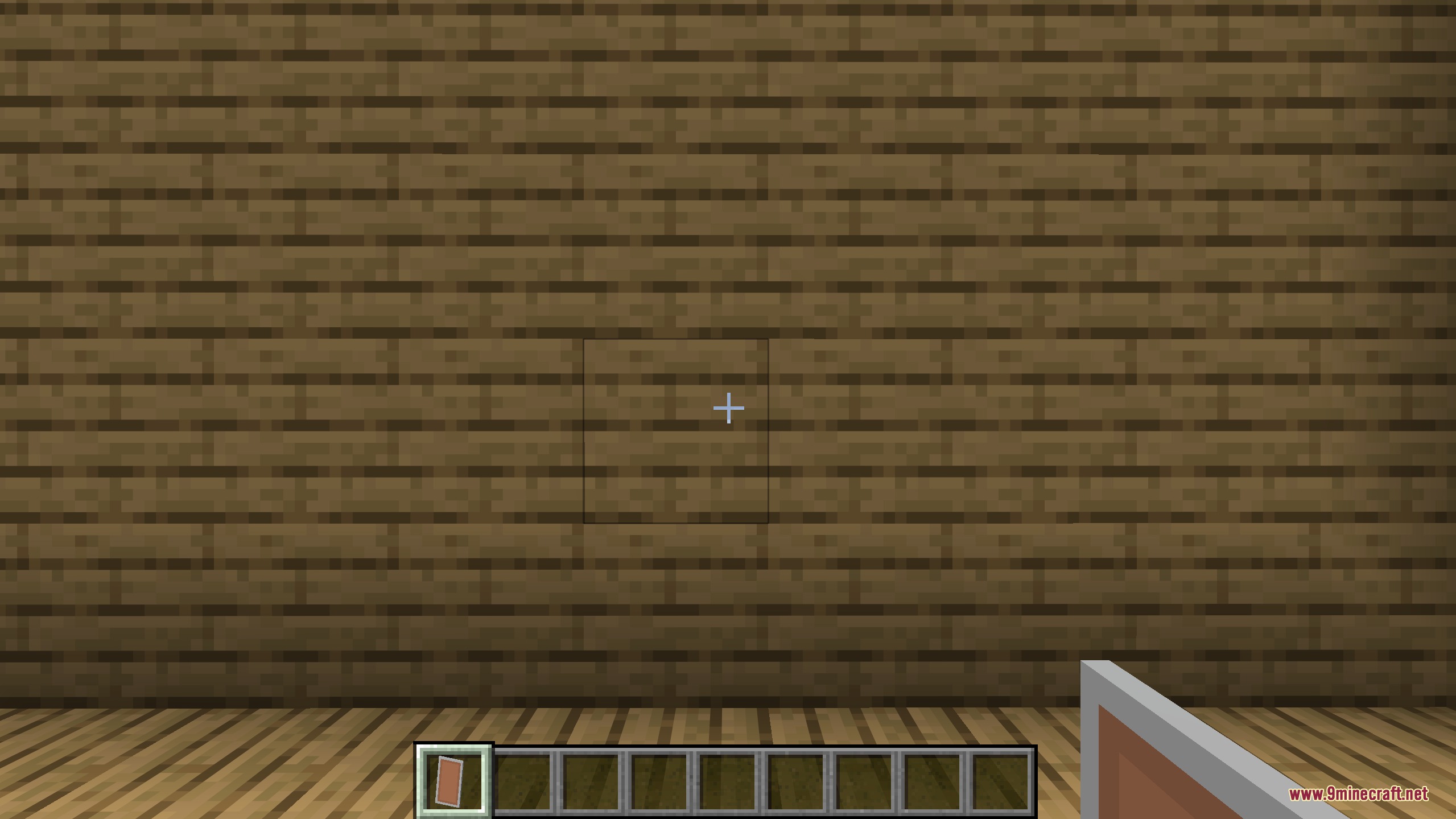Angular Essence Resource Pack Screenshot 4 The simplified shield model shown in a resting pose against wooden planks