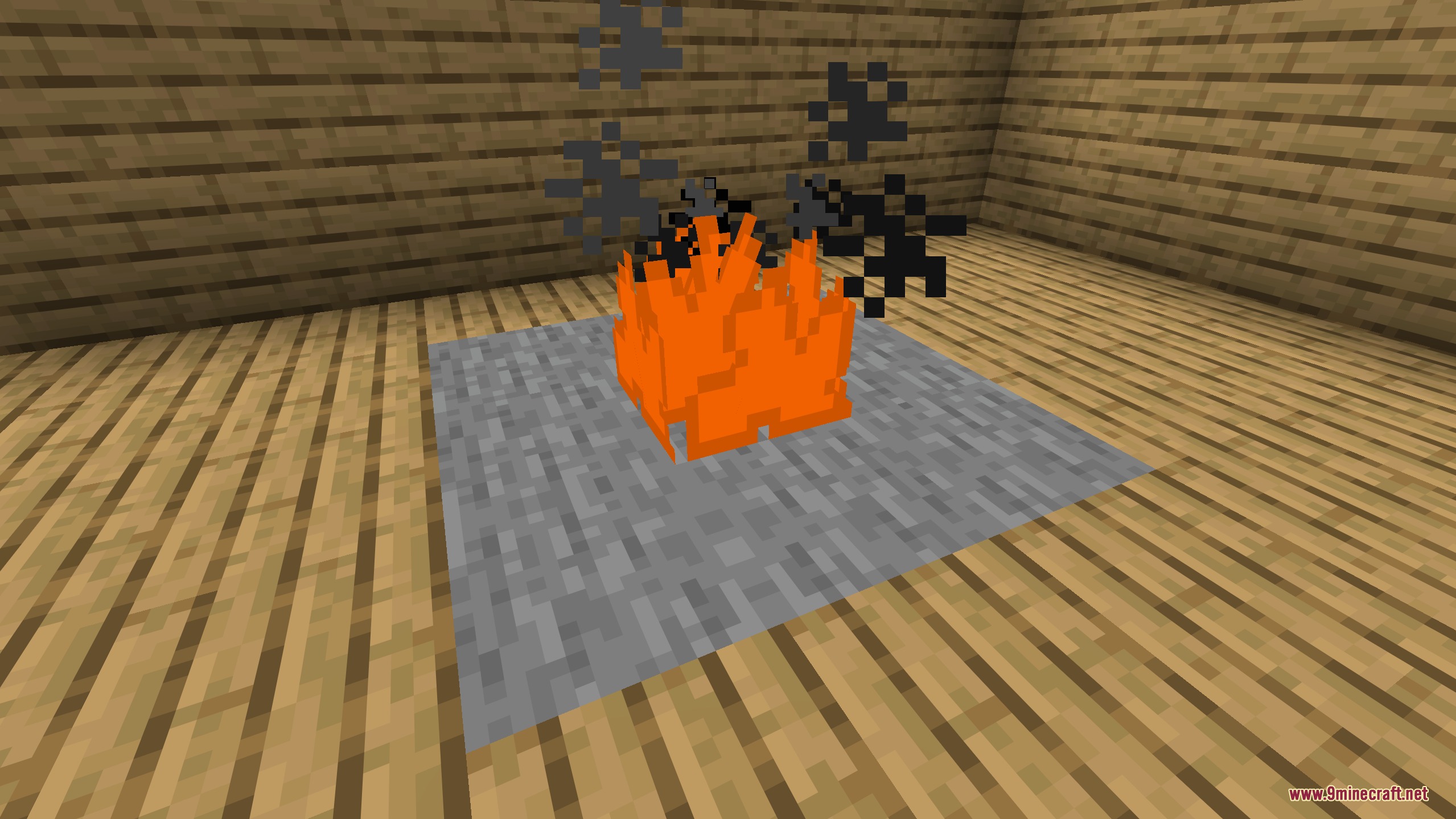 Angular Essence Resource Pack Screenshot 6 Simplified fire burning on a stone block with geometric smoke particles