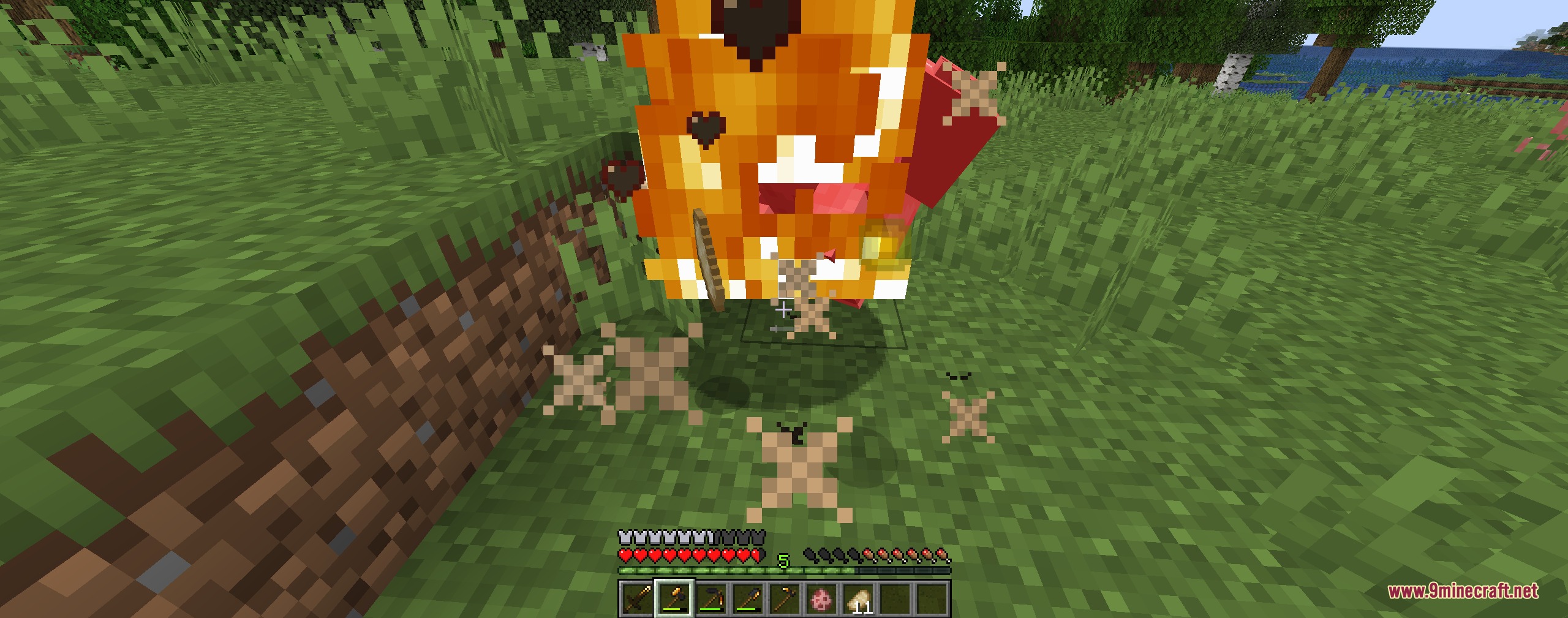 Anthracite Arsenal Mod Screenshot 4 Close up of a mob burning after being hit with a coal weapon