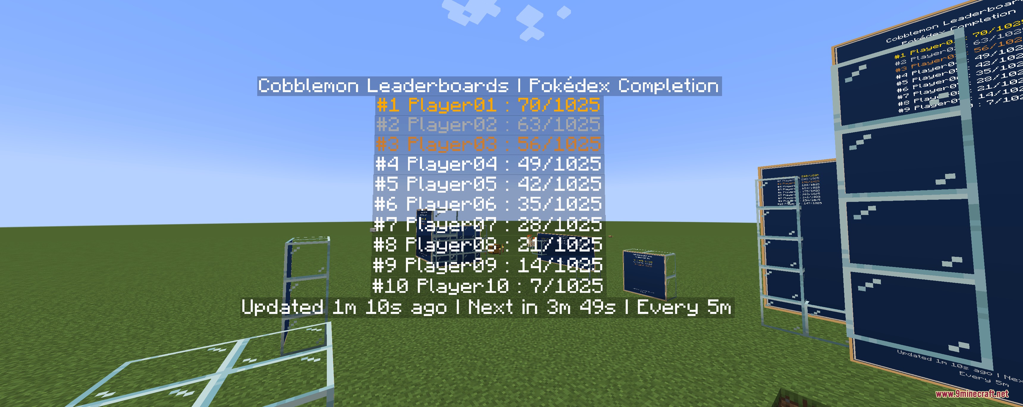 Apex Mon Standings Mod Screenshot 1 Apex Mon Standings Mod displays player rankings for Pokedex completion in Minecraft