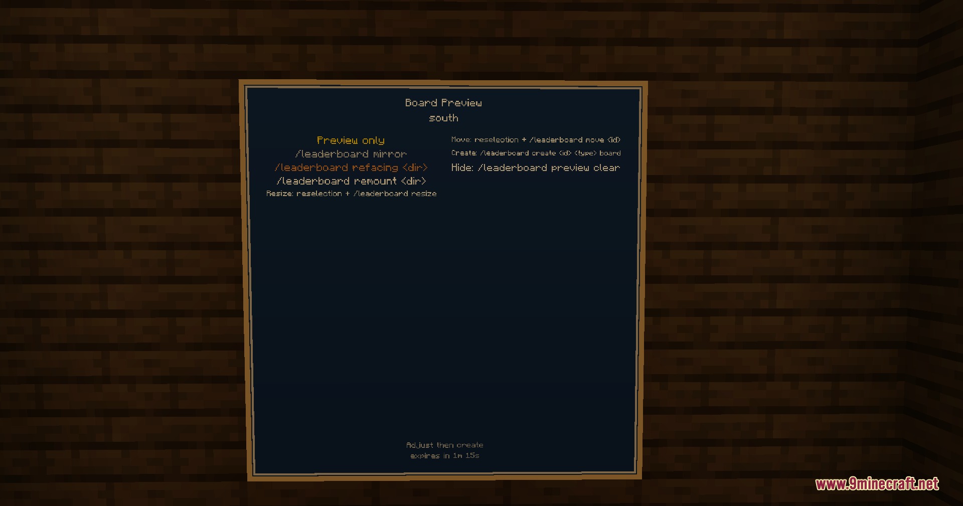 Apex Mon Standings Mod Screenshot 2 A board preview screen showing command instructions for setting up custom leaderboards
