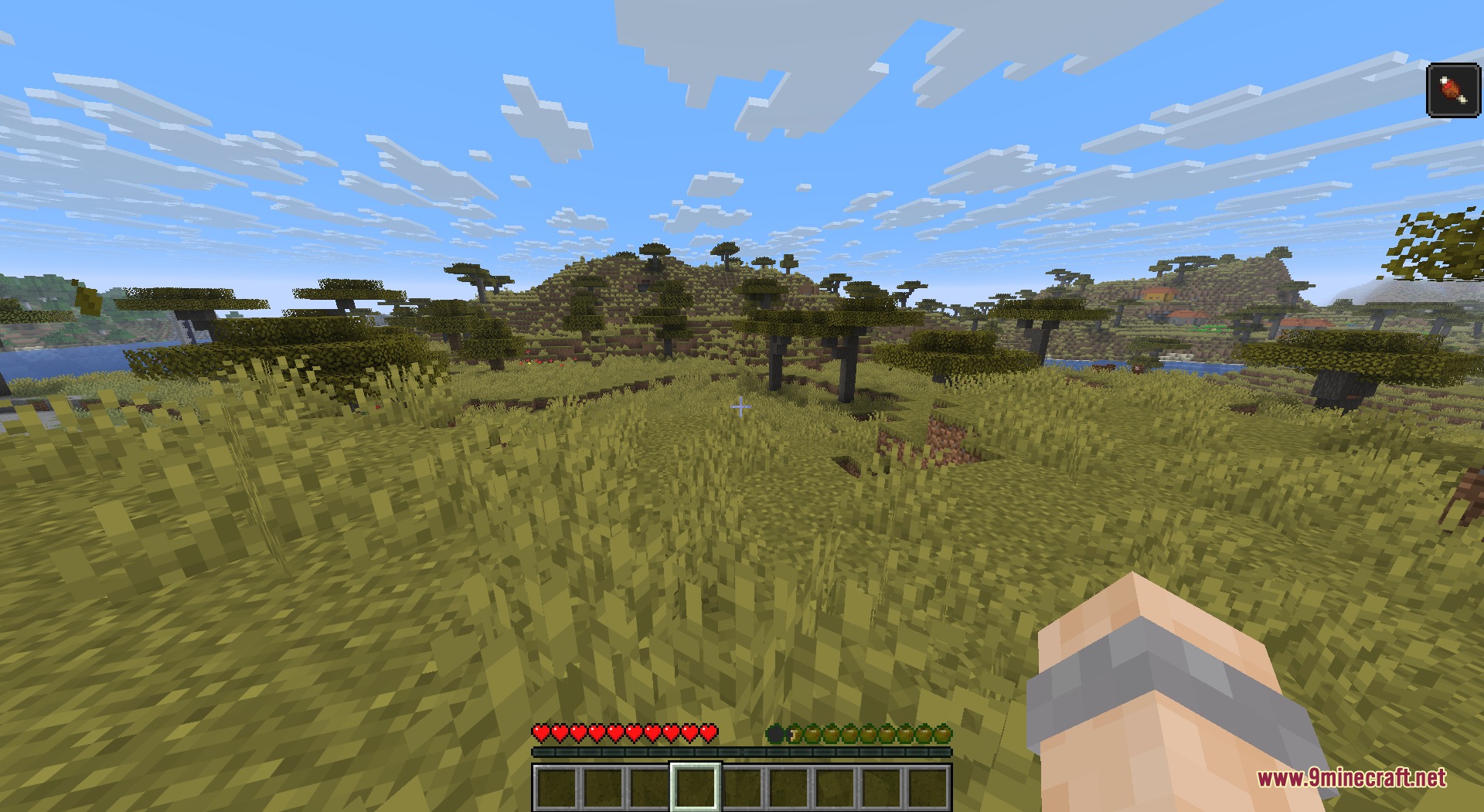 Apple Hunger Bar Resource Pack Screenshot 2 Hunger bar icons turn green when the player receives a hunger status effect