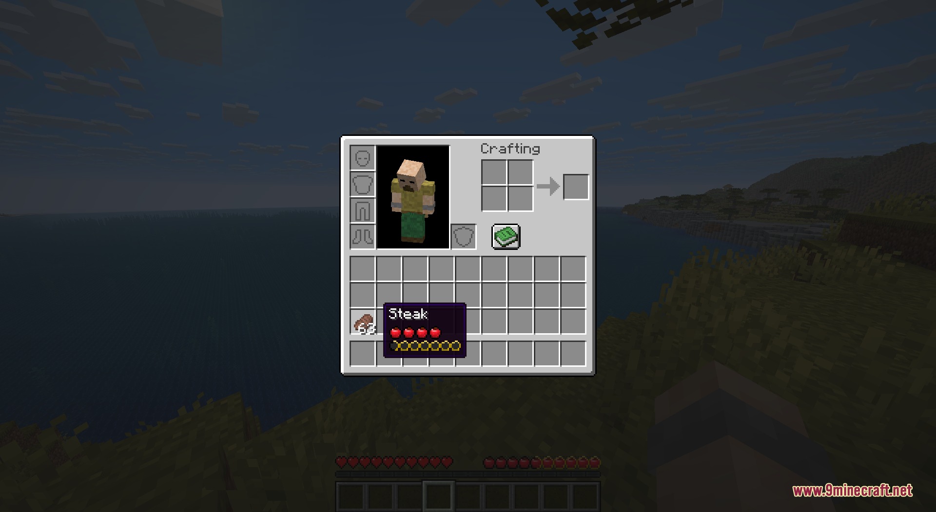 Apple Hunger Bar Resource Pack Screenshot 4 Inventory screen showing steak with red apple icons in the item tooltip