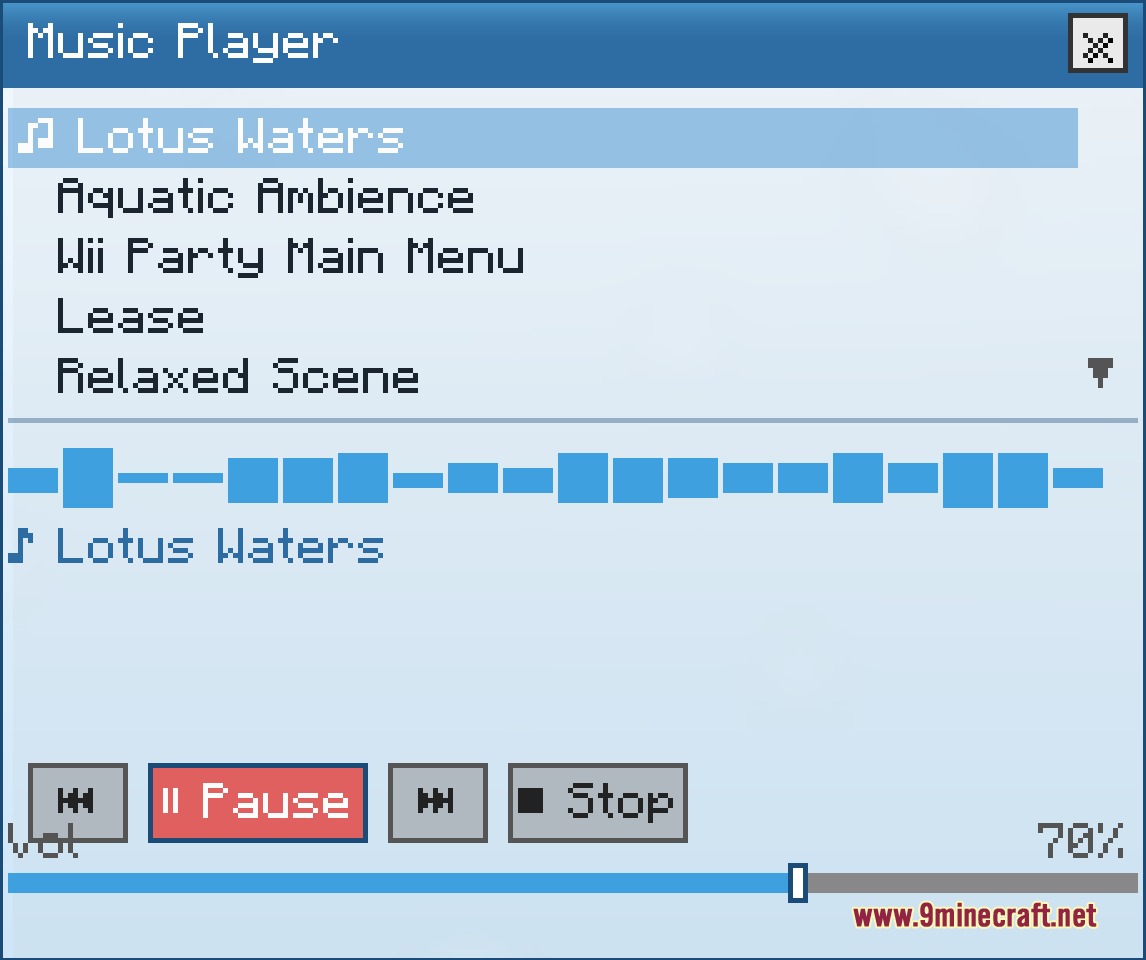 The AeroOS music player app displays a playlist with audio playback controls