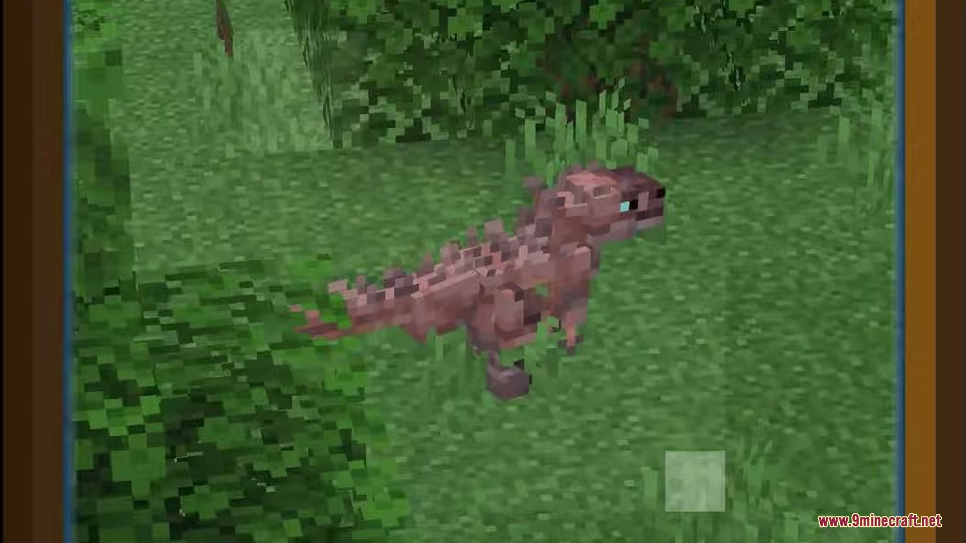 Araxer's Bestiary Mod Screenshot 1 A small brown dinosaur mob displayed inside a creature guide book interface