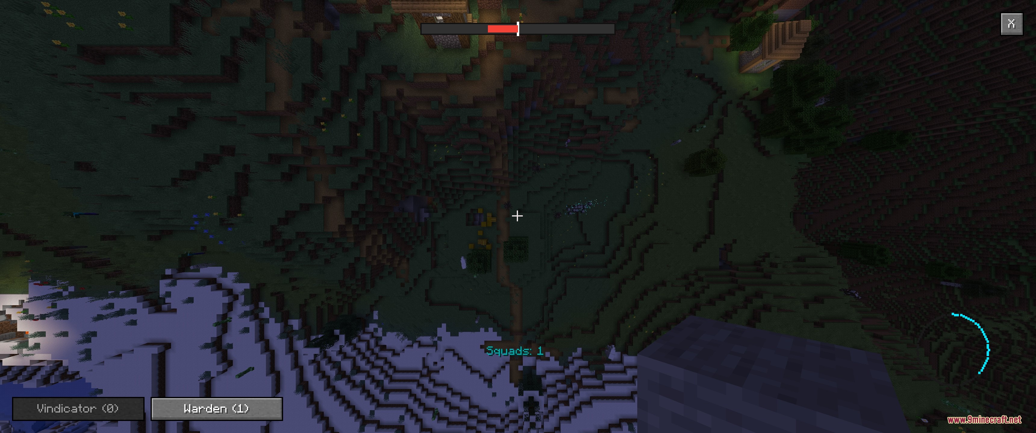 Arcana Concept Mod Screenshot 7 Top down view of a Minecraft village with a custom minion management interface