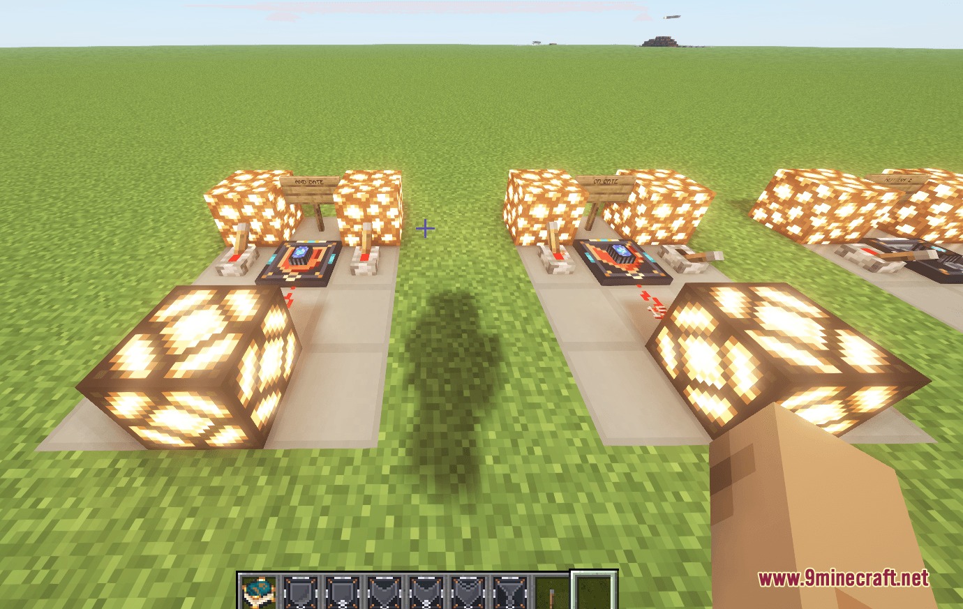 Arcane Logic Circuits Mod Screenshot 6 Functional logic circuits from the Arcane Logic Circuits mod placed on the grass