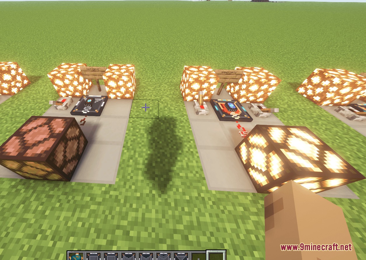 Arcane Logic Circuits Mod Screenshot 7 Minecraft player testing custom logic gates with levers and redstone lamps