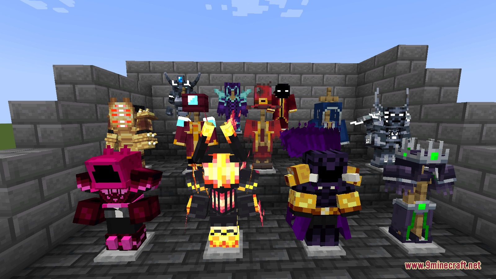 Arcane Overgrowth Mod Screenshot 1 Showcase of various magic armor sets from the Arcane Overgrowth mod