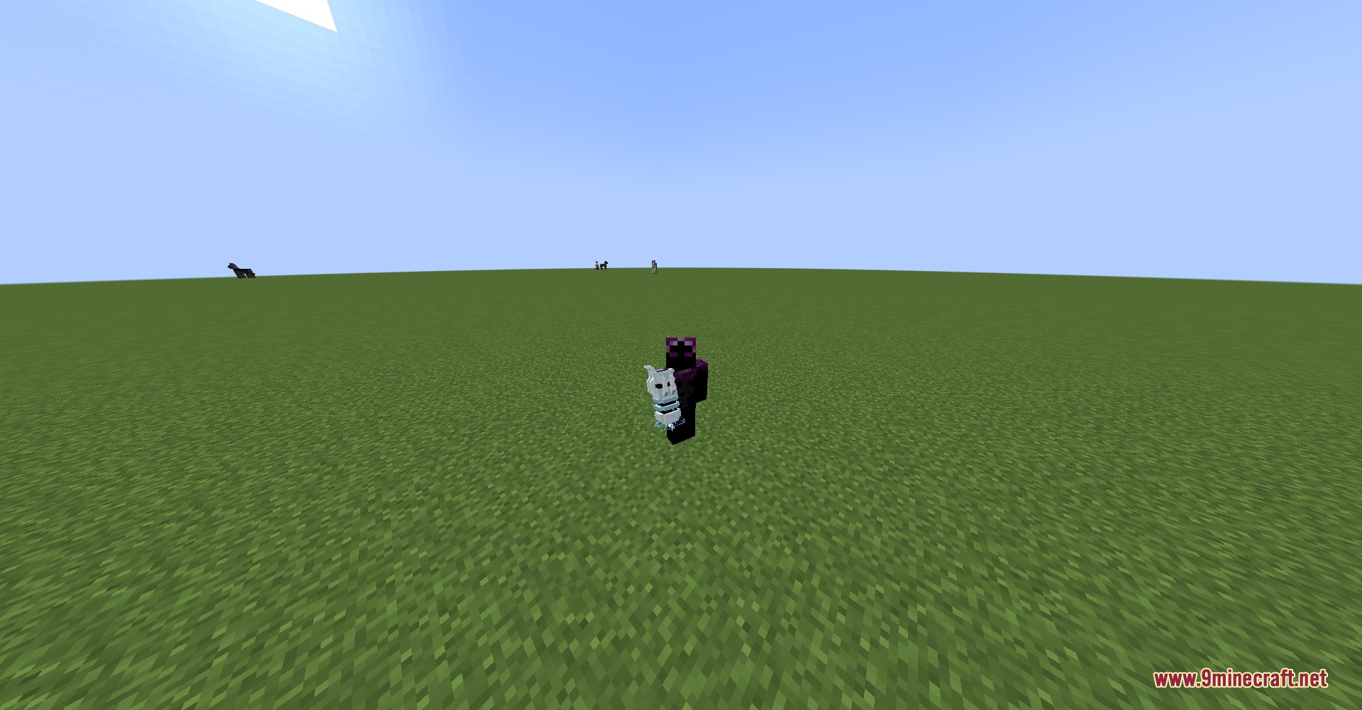 Arctania's Vault Mod Screenshot 8 A Minecraft player in purple armor holding a mysterious white relic item