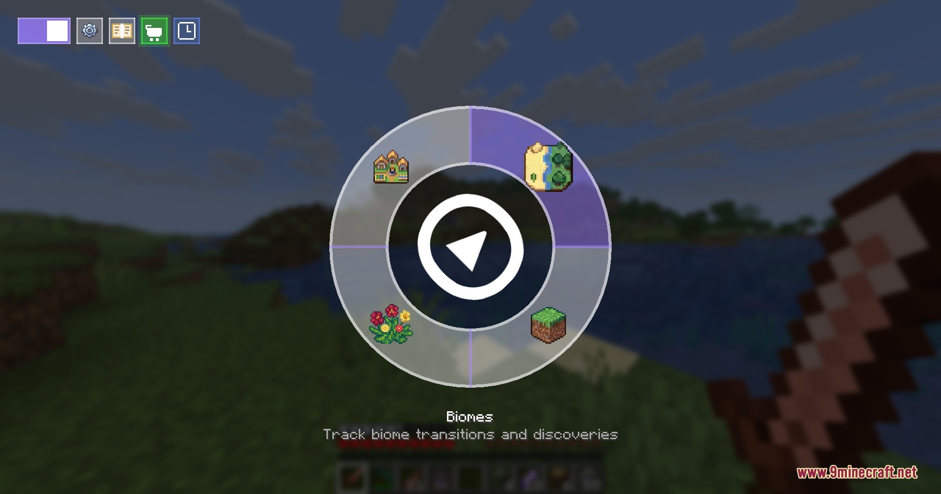 Aroma Affect Mod Screenshot 1 Radial menu for selecting biomes and structures in the Aroma Affect mod