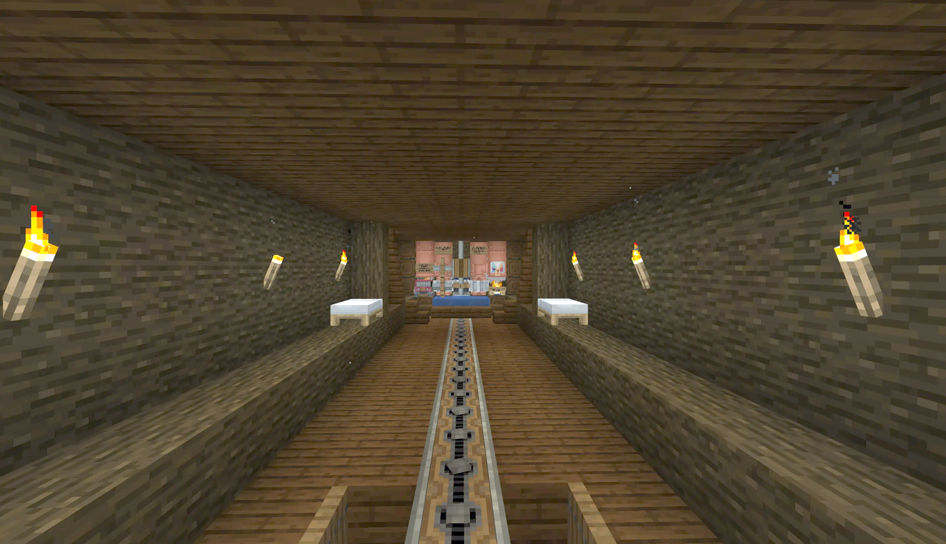 Artemis Airship Schematic Screenshots 1 Inside the airship cabin featuring wooden walls beds and a central track