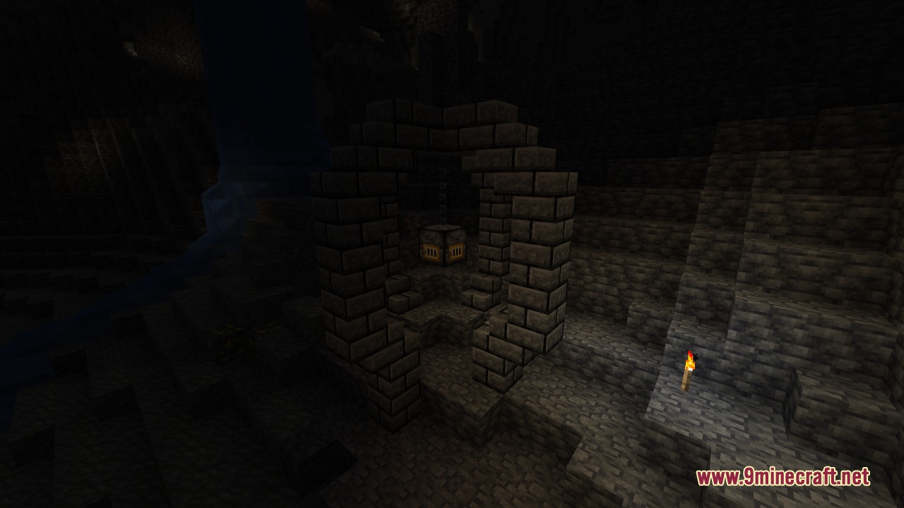 Ascendant Smithing Metals Mod Screenshot 2 An ancient stone brick forge structure found deep inside a dark cave