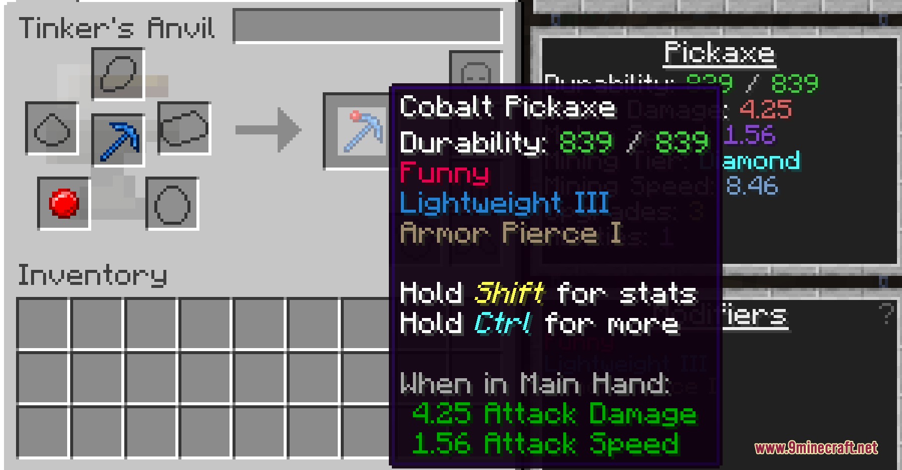 Ascendant Smithing Metals Mod Screenshot 7 Adding the Funny modifier from Ascendant Smithing Metals to a Cobalt Pickaxe
