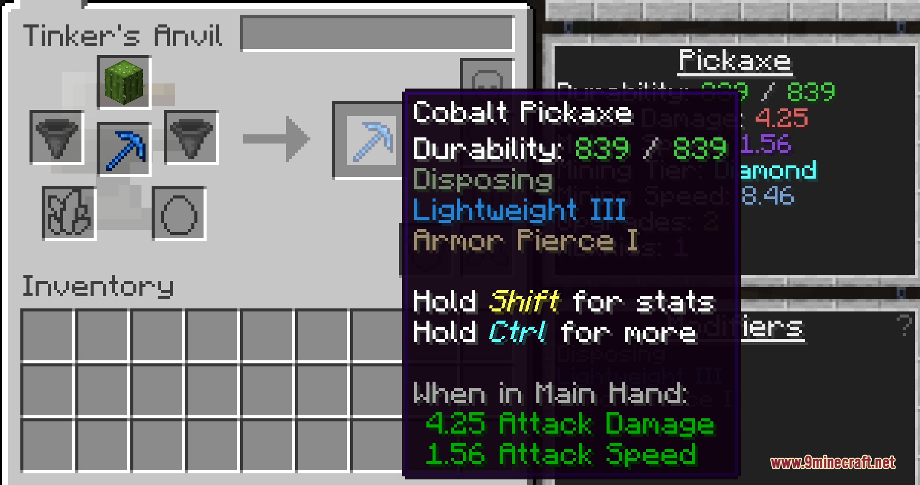 Ascendant Smithing Metals Mod Screenshot 8 Using hoppers and grass to add the Disposing modifier to a Cobalt Pickaxe