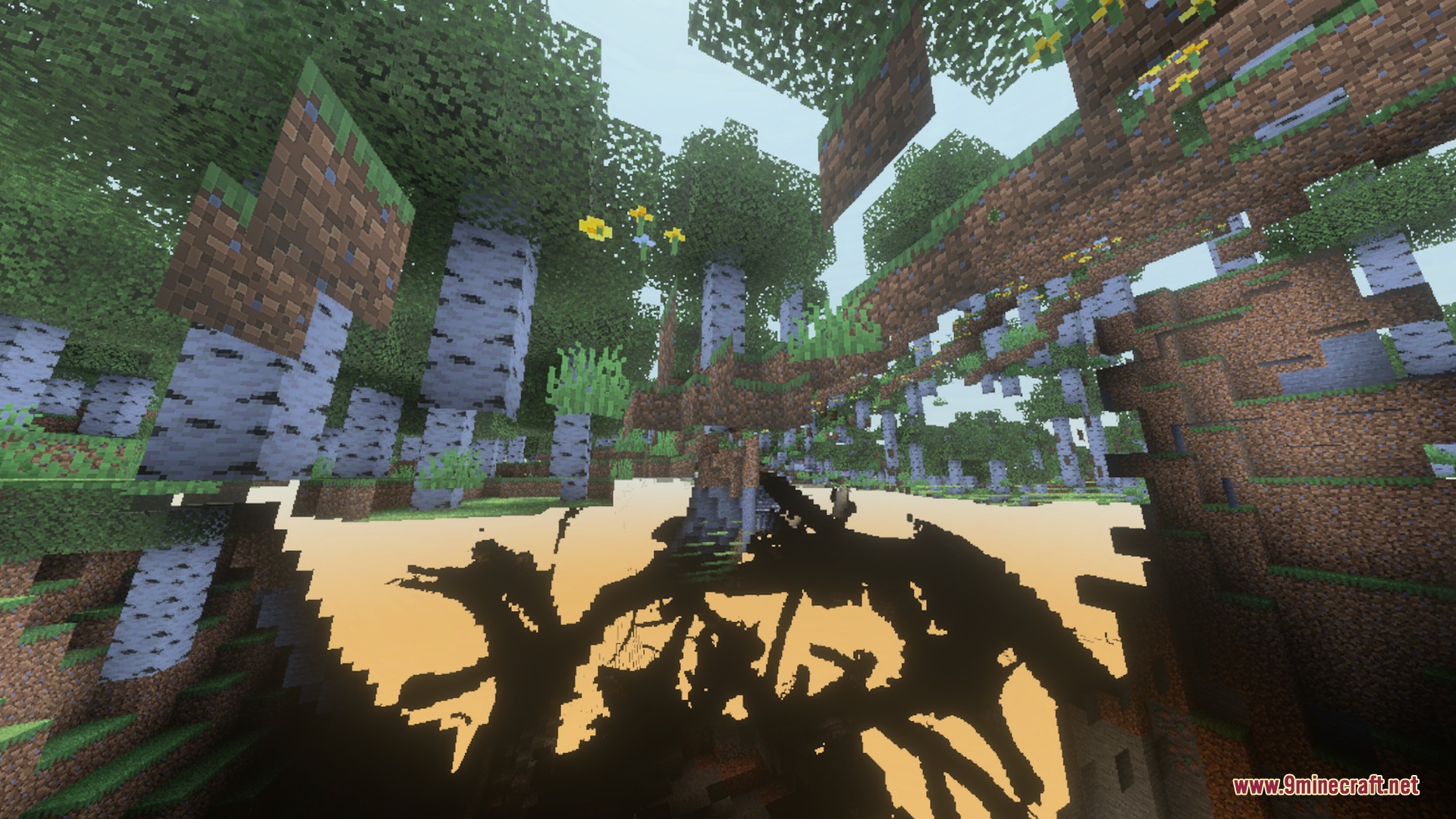 Astralis Visual shaders create a surreal landscape with floating trees and dark shadows