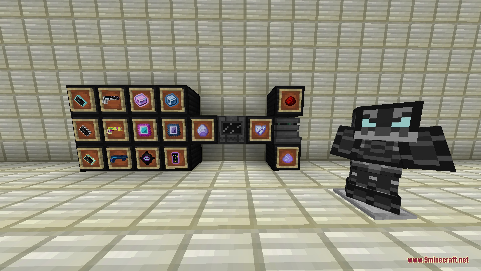 Atomic Calculus Mod Screenshot 1 Display of spell casting items and specialized armor from the Atomic Calculus Mod