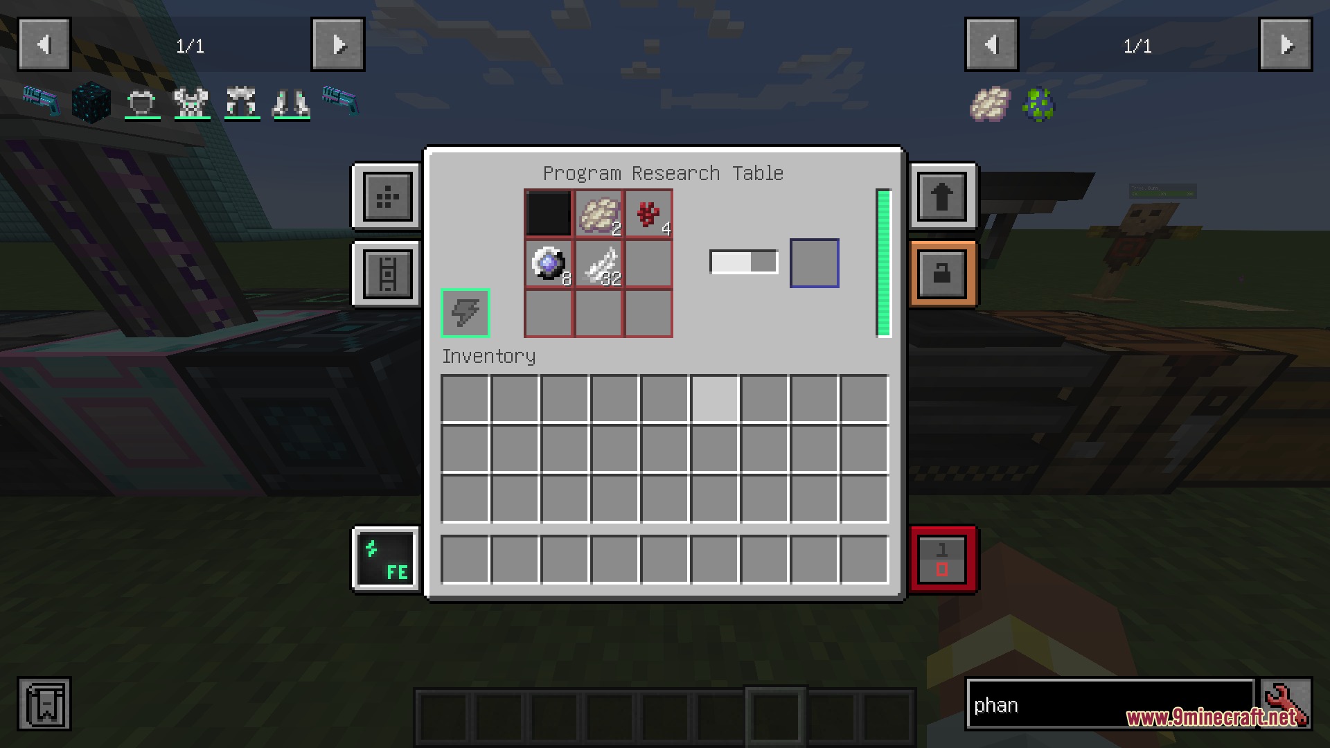 Atomic Calculus Mod Screenshot 2 The Program Research Table interface showing items used to unlock advanced spell pieces