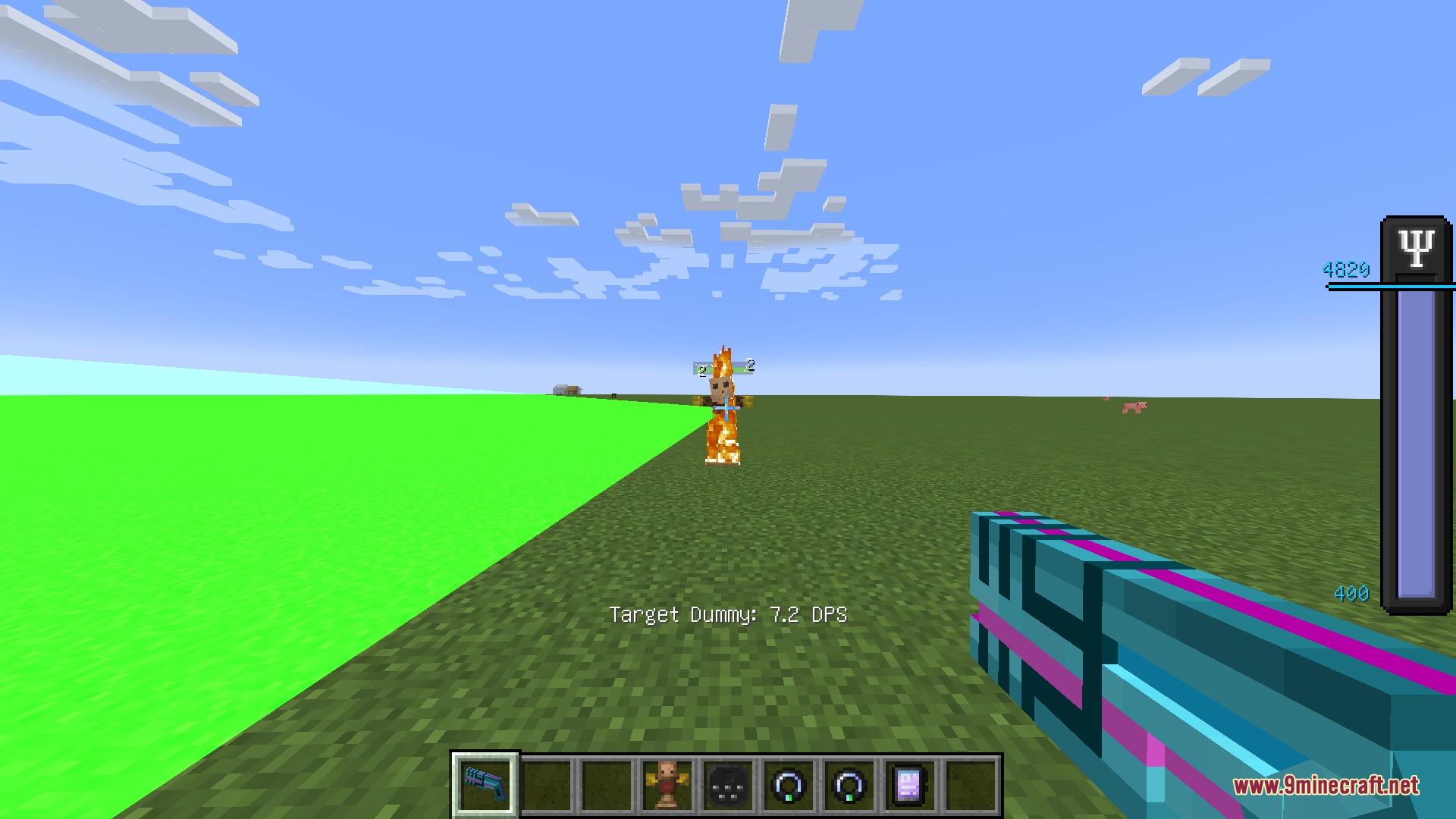 Atomic Calculus Mod Screenshot 4 Player using a CAD gun to set a target dummy on fire