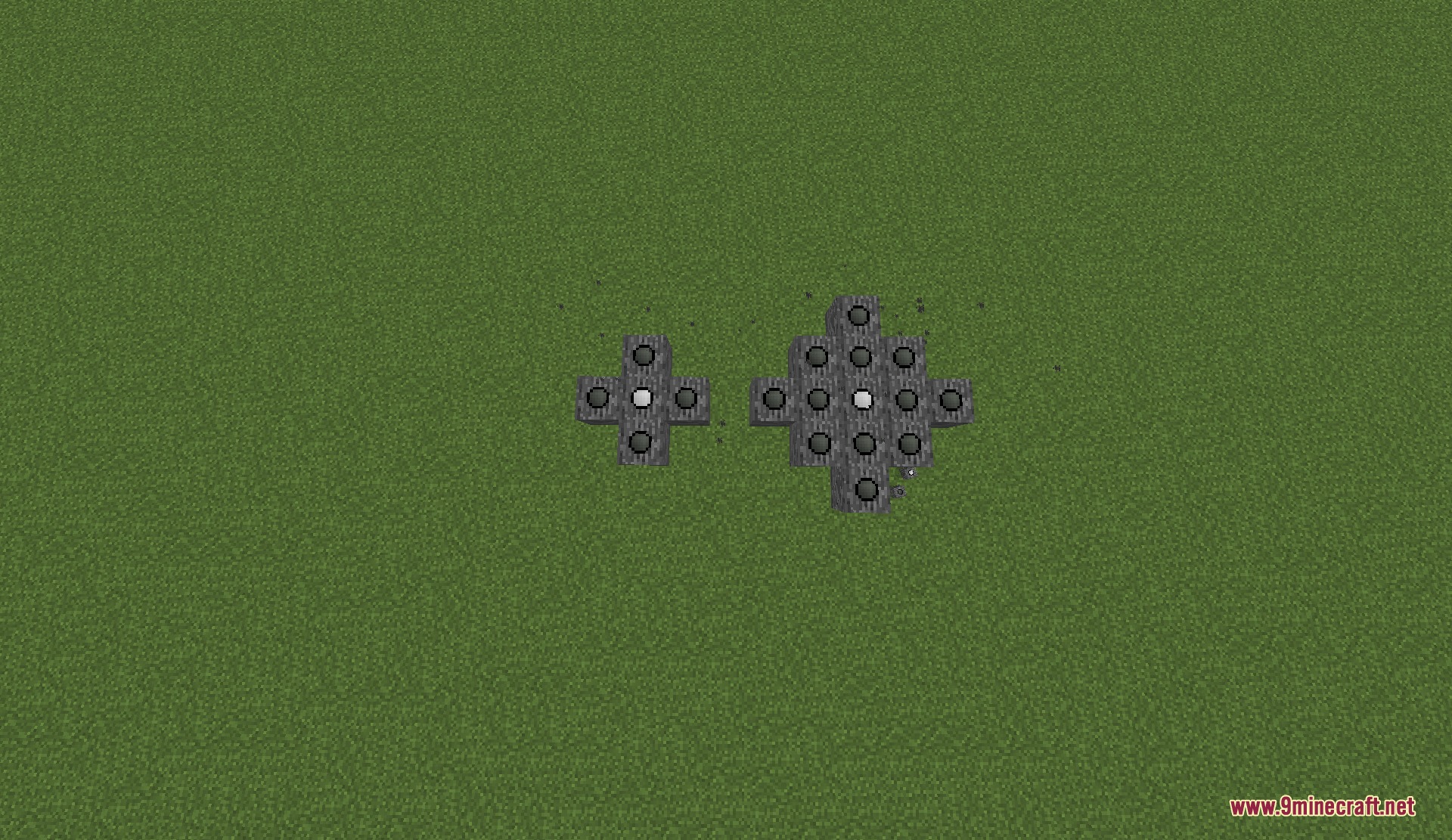 Aerial view of circular block patterns used for nuclear reactor construction