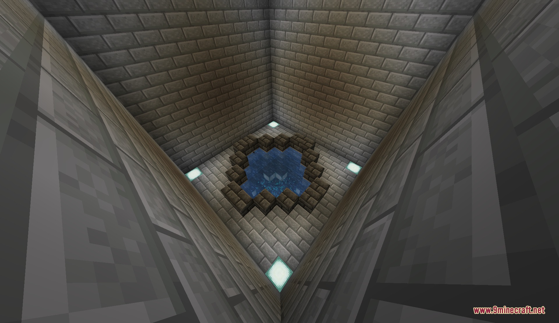 Top down view of a nuclear reactor core submerged in water