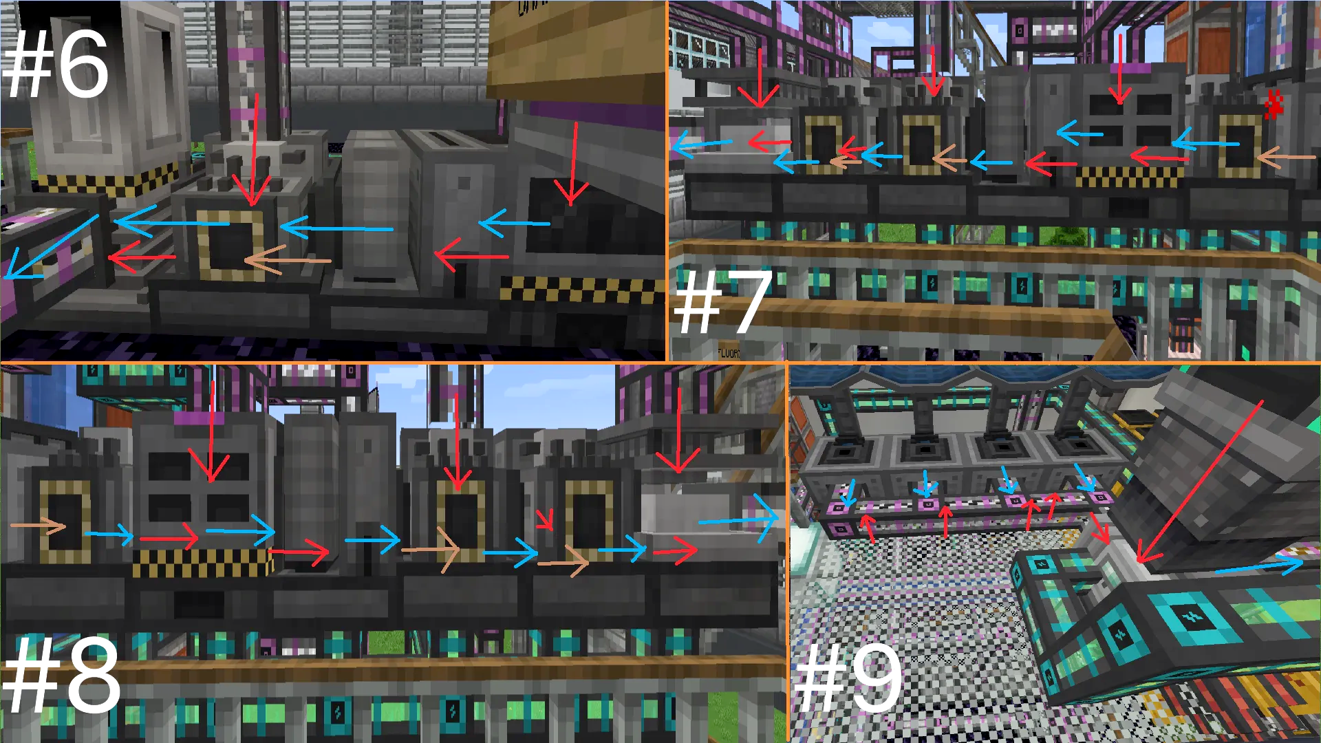 Ats Project Polonum Schematic Screenshots 3 Close up views of machine side configurations with colored input and output arrows
