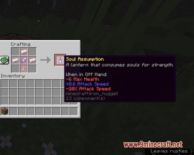 Attribute Accessories Mod Screenshot 2 Crafting a Soul Assumption lantern item that modifies health and attack speed