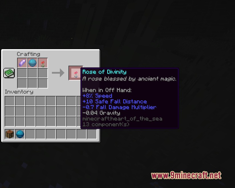 Attribute Accessories Mod Screenshot 6 Crafting Rose of Divinity accessory using heart of the sea poppy and amethyst shard
