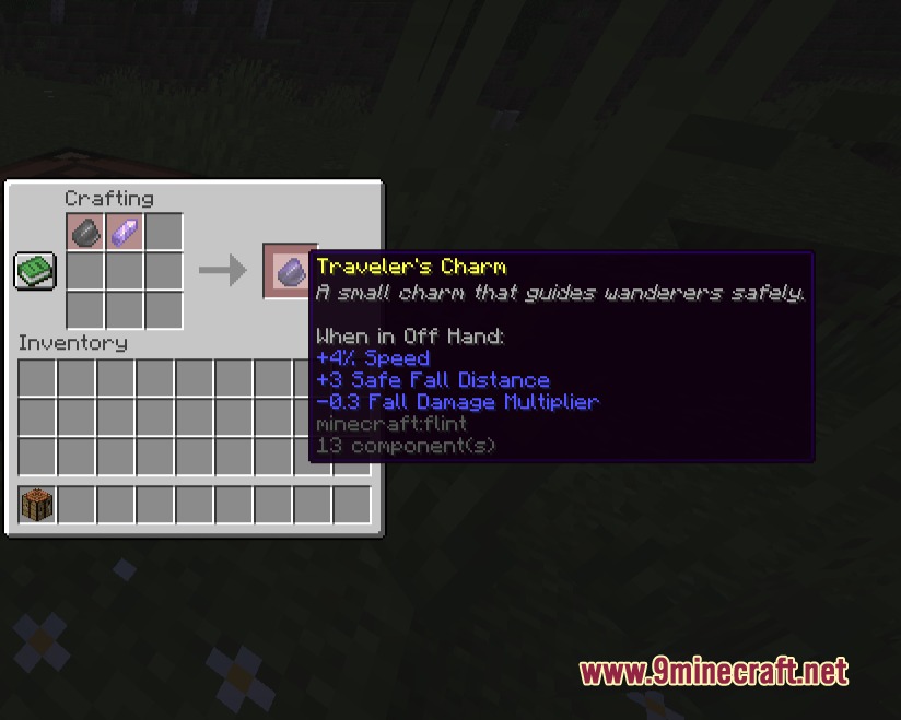 Attribute Accessories Mod Screenshot 7 Crafting recipe for a Travelers Charm in the Attribute Accessories Mod