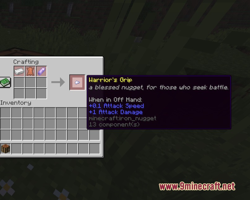 Attribute Accessories Mod Screenshot 8 Crafting a Warriors Grip that increases attack speed and attack damage stats