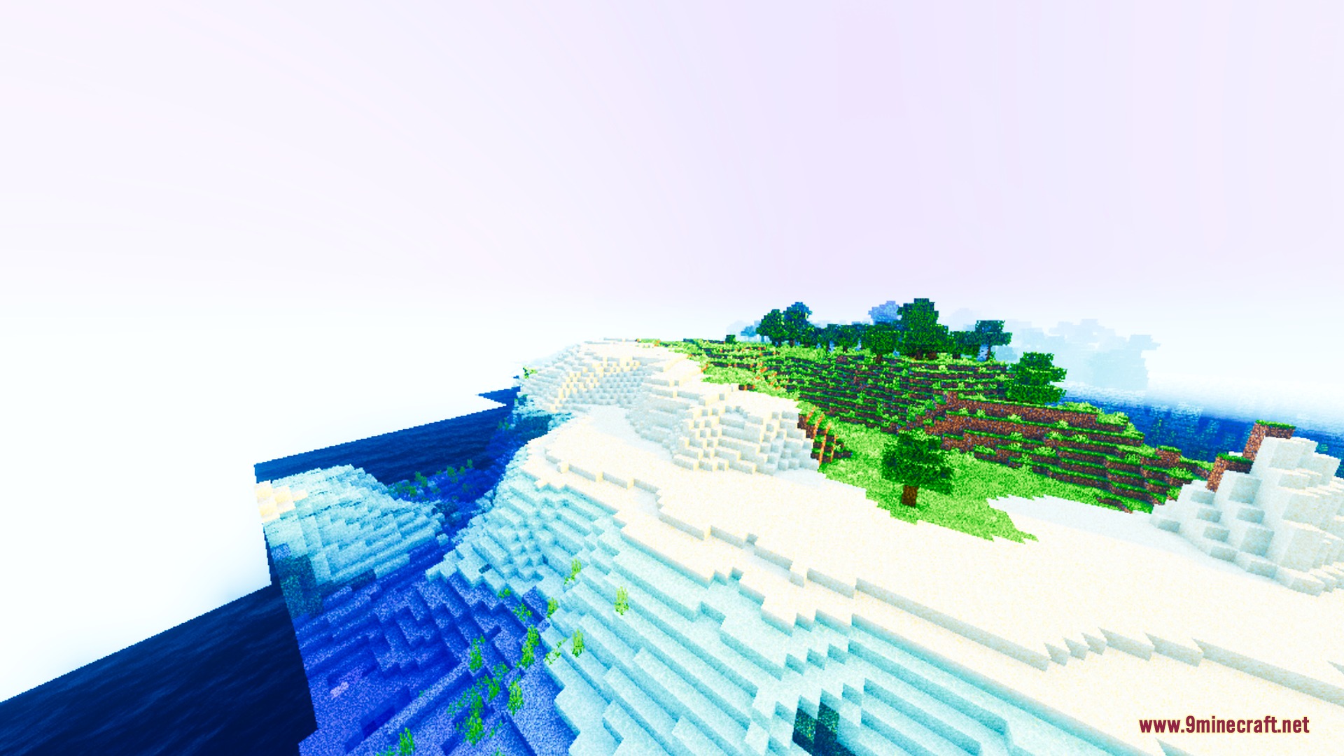 Auren Visuals Shader Screenshot 7 Auren Visuals enhances the saturated colors of this bright Minecraft coastal landscape