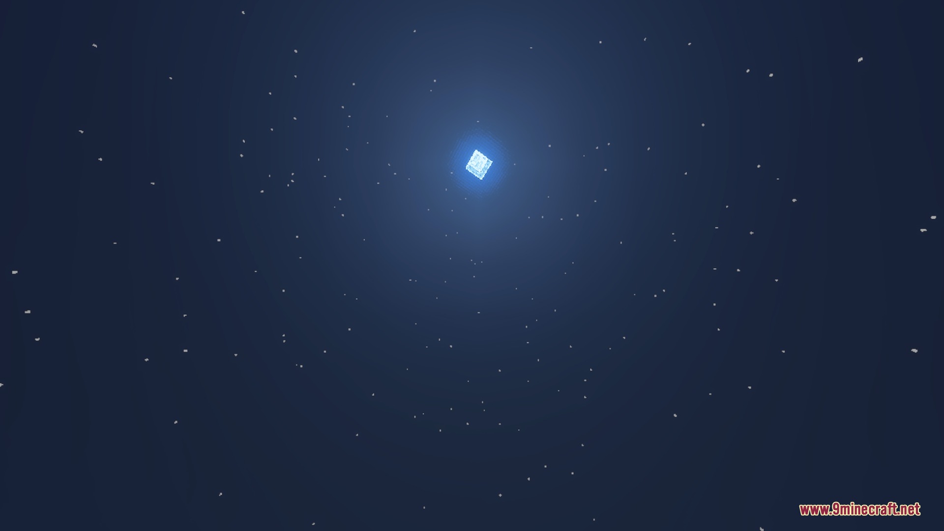 Aurora Visuals Shader Screenshot 4 A dark night sky with a glowing square moon and mysterious particles