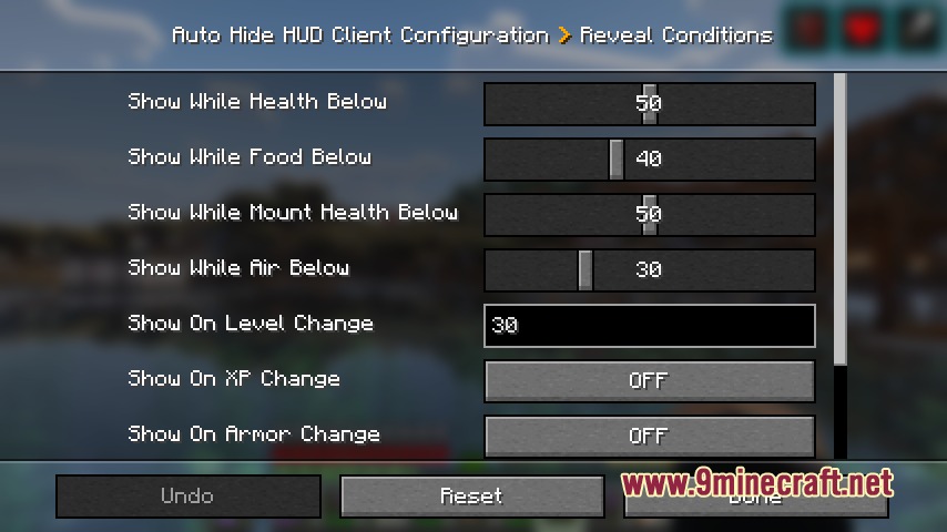 Auto Hide HUD Mod (26.2, 1.21.1) – Keep Your Screen Clear Until You Take Damage — screenshot 5