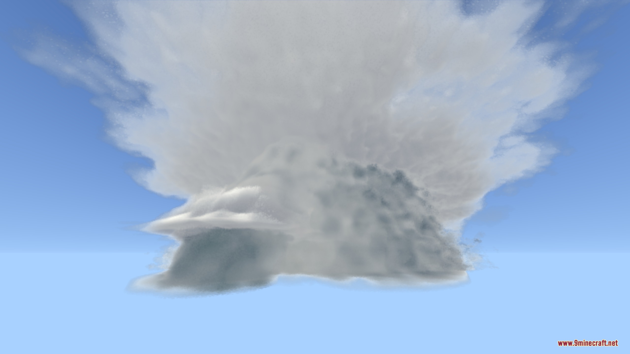 Autumn's Realistic Clouds Resource Pack Screenshot 3 A massive realistic storm cloud formation in a clear blue Minecraft sky